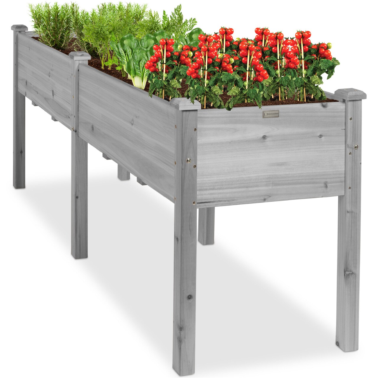 Best Choice Products 72x24x30in Raised Garden Bed, Elevated Wood Planter Box for Patio w/ Divider Panel